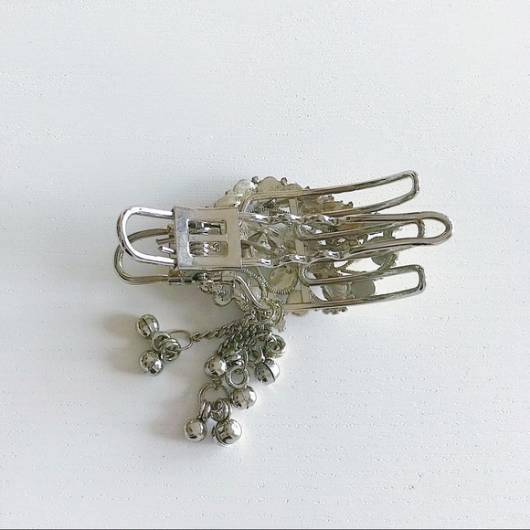 2 Vintage Indian Silver Jeweled Hair Clips - Picture 4 of 7